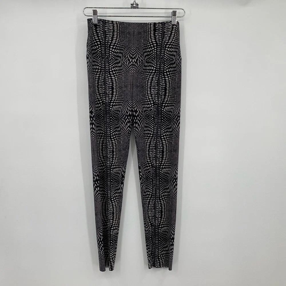 Norma Kamali Leggings Womens Size Small Black White Abstract Slim Skinny Stretch